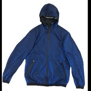 Armani Exchange AX Men’s Blue Windbreaker Jacket Hooded Size S Water Resistant
